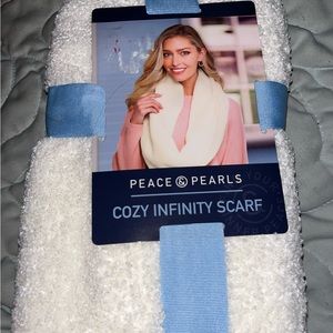 New Ivory Color Peace & Pearls, Women's Soft Sherpa Infinity Cozy Scarf